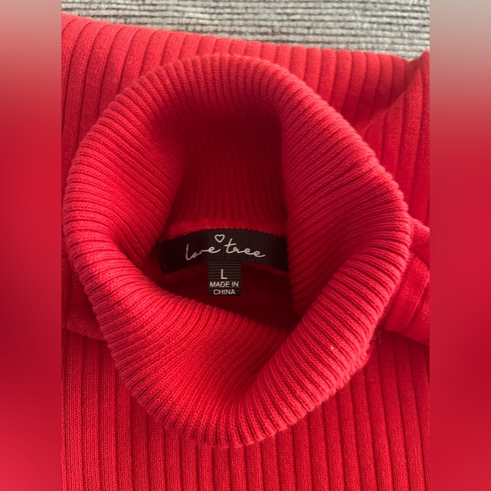 Love Tree Vibrant Red Ribbed Bodysuit NWOT - Picture 3 of 3